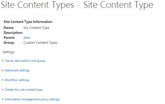 site content type information